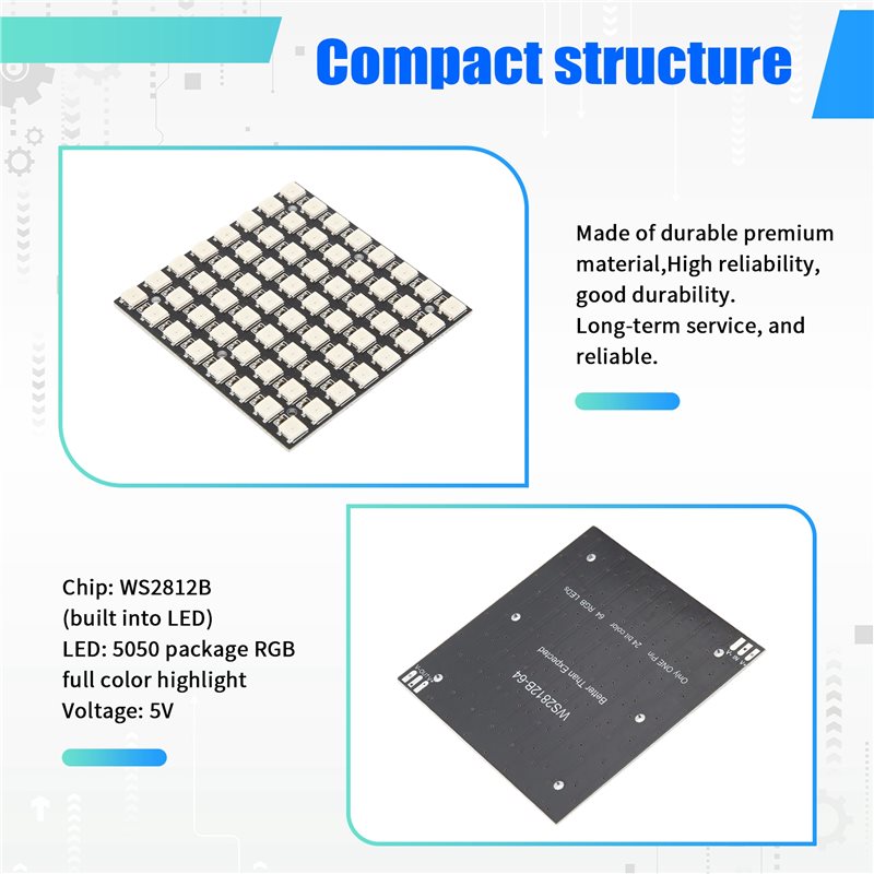 AT82-WS2812 LED 5050 RGB 8X8 L – обзор и цена Rgb Led Matrix 8X8