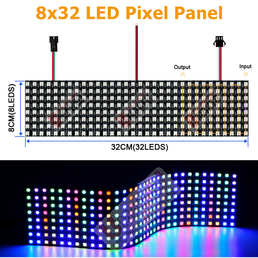 2pcs WS2812B Individually Addr – обзор и цена Rgb Led Matrix 8X8