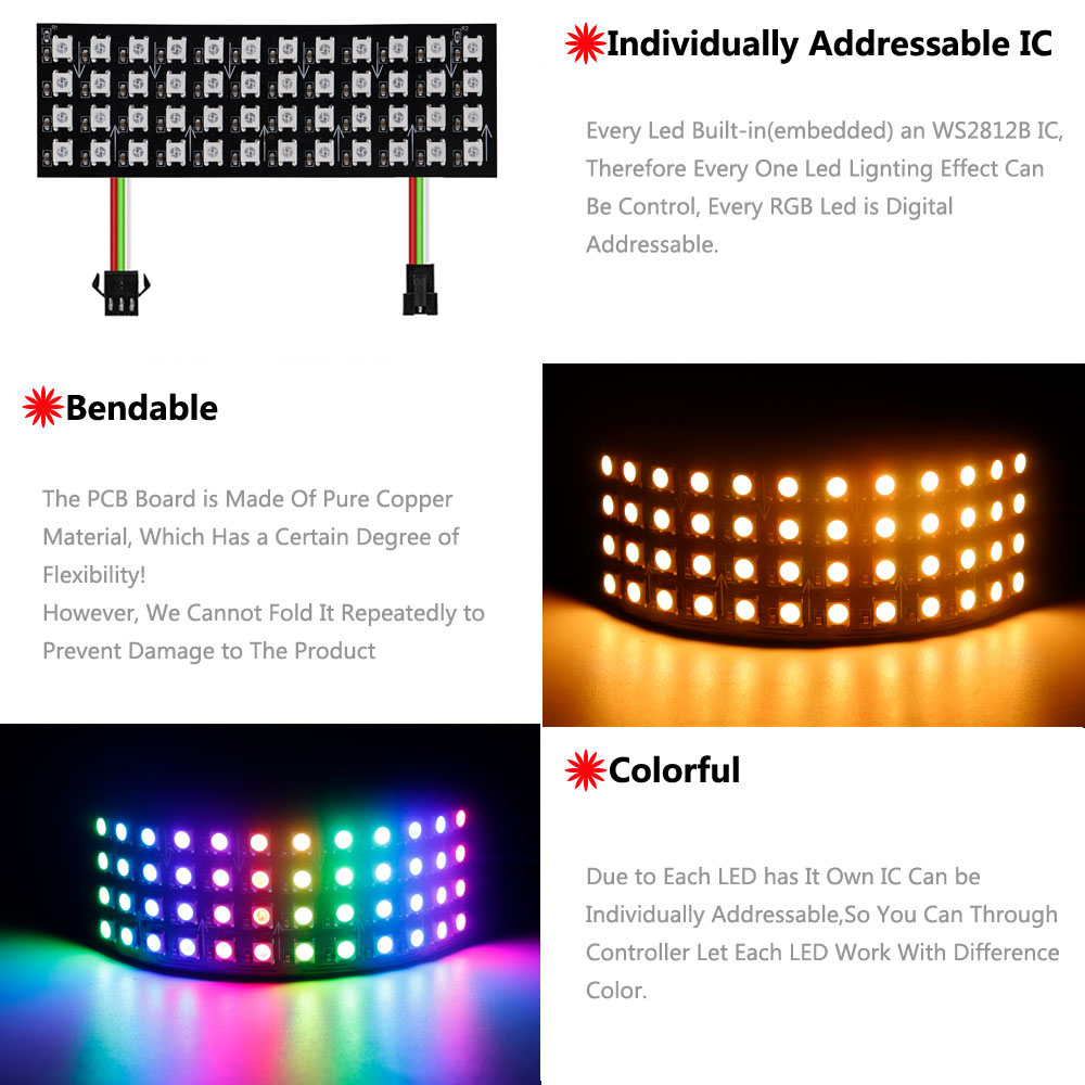 DC5V WS2812B RGB LED Panel Scr – обзор и цена Rgb Led Matrix 8X8